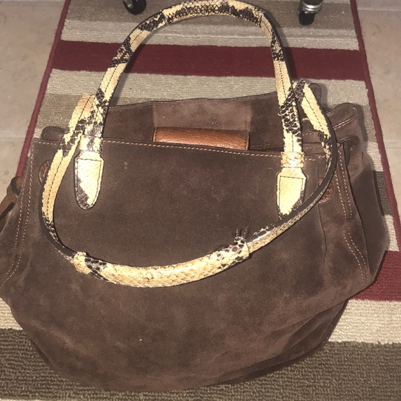 Ellen Tracy Genuine Suede Leather Bag w/ snake  - Picture 6 of 8
